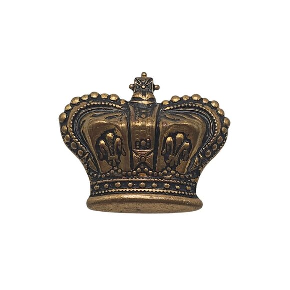 Antique Brass Royal Crown Brooch C Clasp - Picture 1 of 4